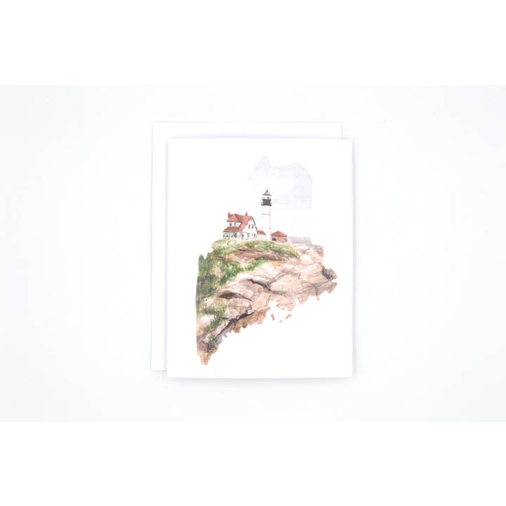 Rachel Alvarez Art - Wholesale Everyday Greeting Card - Maine State Art Card - Maine Lighthouse2