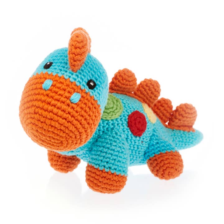 Pebble - Wholesale Stuffed/Plush Toy - Kids & Baby - Handmade Stegosaurus Baby Rattle | Organic Cotton |Turquoise0