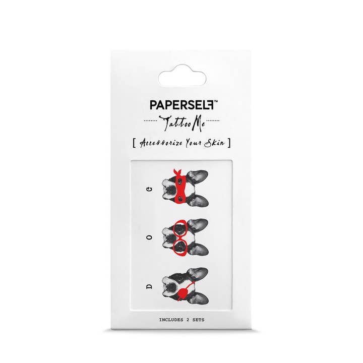 PAPERSELF - Wholesale Temporary Tattoo - 3 Of A Kind - Dogs Temporary Tattoos Stickers