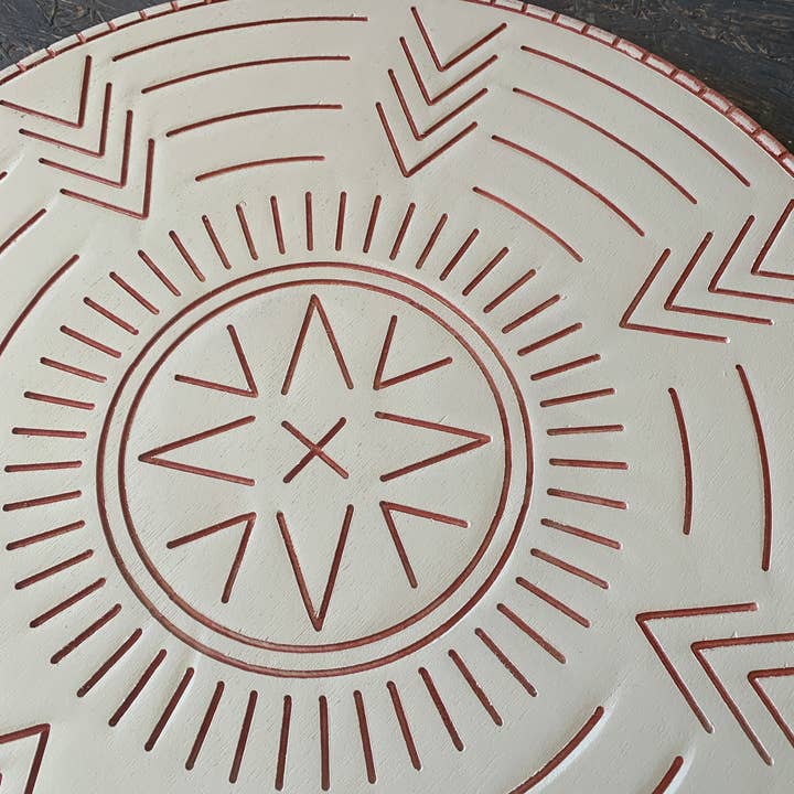 Lazy Susan no more, she's a Smart Susan: Engraved Tribal, Wooden for wholesale by Grace Graffiti