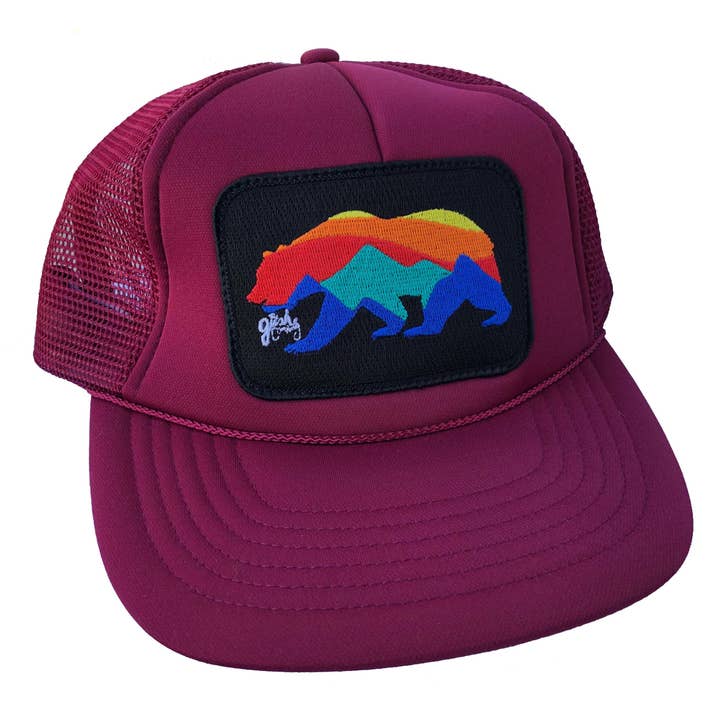Cardinal Sunrise Bear Trucker - Black Border for wholesale by The Gush Company