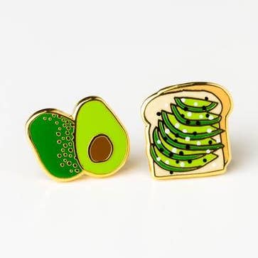 Avocado Toast Earrings - Gold Foodie Statement Studs for wholesale by Yellow Owl Workshop