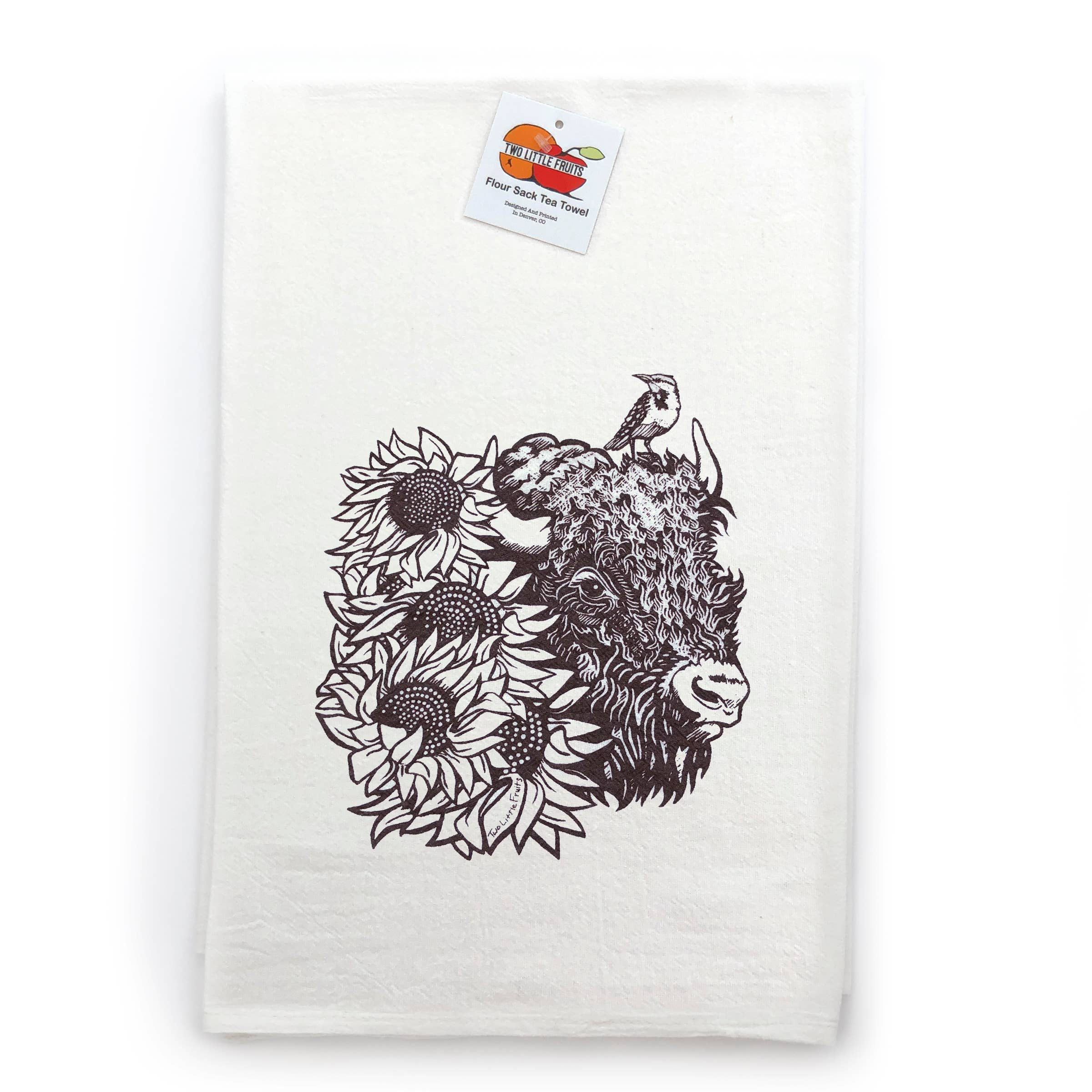 Two Little Fruits - Wholesale Tea Towel - Bison Tea Towels - Rustic Cotton - Brown3
