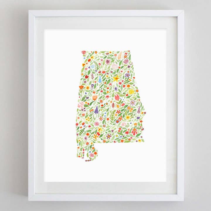 Alabama Floral Watercolor Print for wholesale by Carly Rae Studio