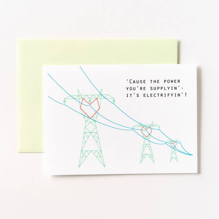 Electrifying Power Line Love Greeting Card for wholesale by ILOOTPAPERIE