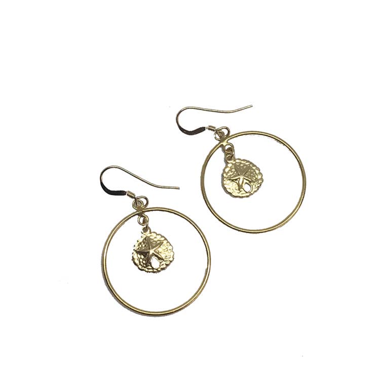 Aina Bloom - Wholesale Dangle Earrings - Sand Dollar Hoop Earrings