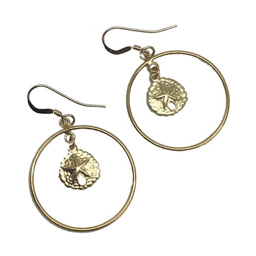 Aina Bloom - Wholesale Dangle Earrings - Sand Dollar Hoop Earrings0