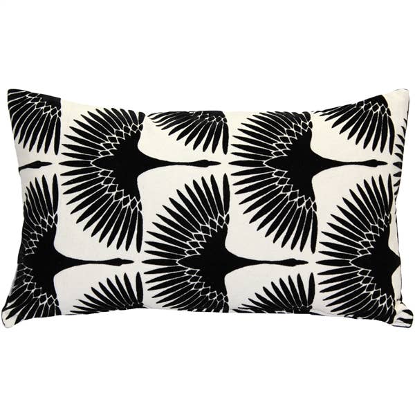 12" x 20" Winter Flock Black and White Throw Pillow for wholesale by Pillow Decor