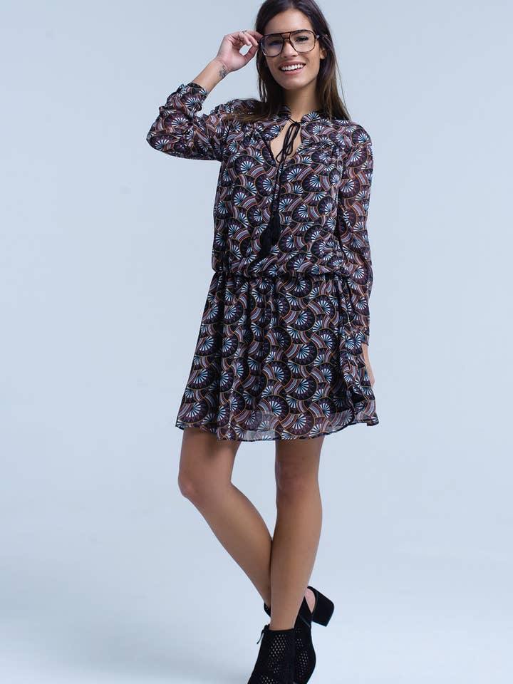 Sort Trykt Skater Kjole for engroshandel hos Q2—All Orders:Free Duties for the US,UK,and Canada