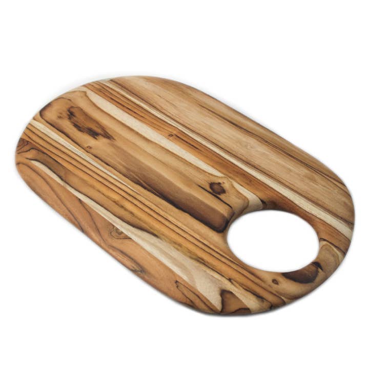 Teakwood Cutting Board, Oval Charcuterie Board, Round handle for wholesale by Sobremesa