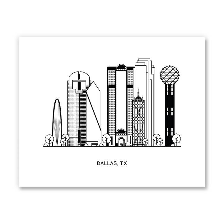 Impression artistique de Dallas, Texas pour la vente par Kelly Renay