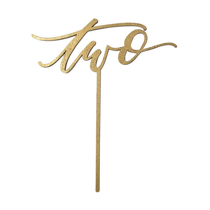 Two Cake Topper - Gold for wholesale by Worthwrite Goods