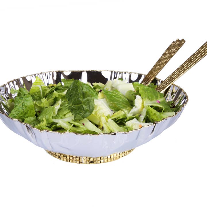 Crumbled Salad Bowl - Gold/ Nickel for wholesale by CLASSIC TOUCH DECOR INC.