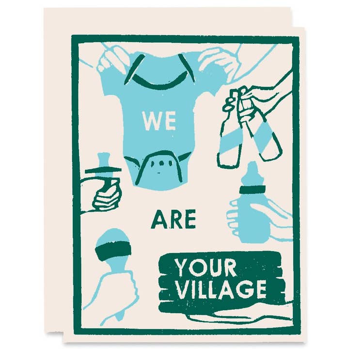 We Are Your Village New Baby Card for wholesale by Heartell Press
