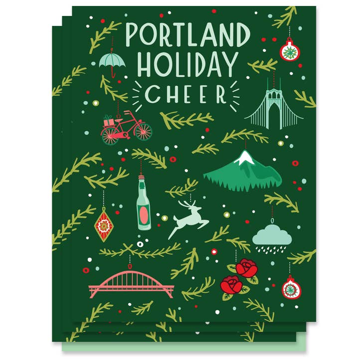 Portland Holiday Cheer Ornaments (Box Set of 6) for wholesale by Paper Parasol Press