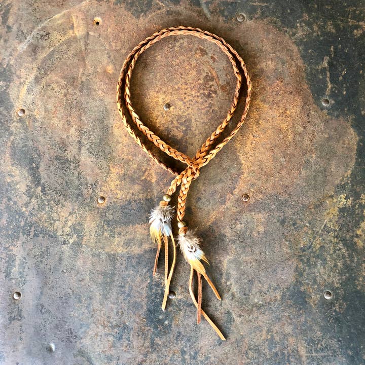 ASTALI - Wholesale Hat Accessory - Women's - Leather Wrap Accessory - Rust, Bracelet/Lariat/Hatband0