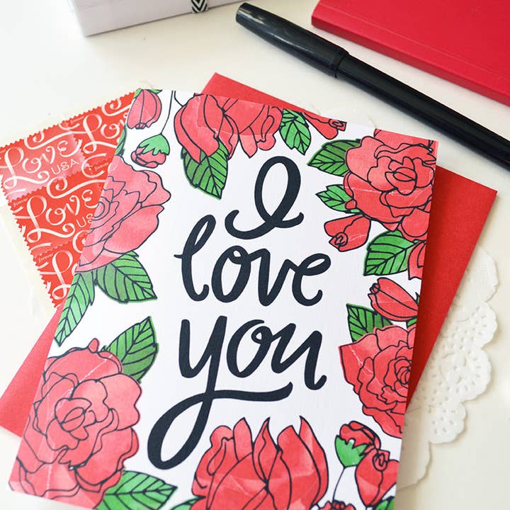 Pen & Paint – Engroshandel Kærlighedskort – Jeg elsker dig roser Card, Valentinsdag, jubilæum2