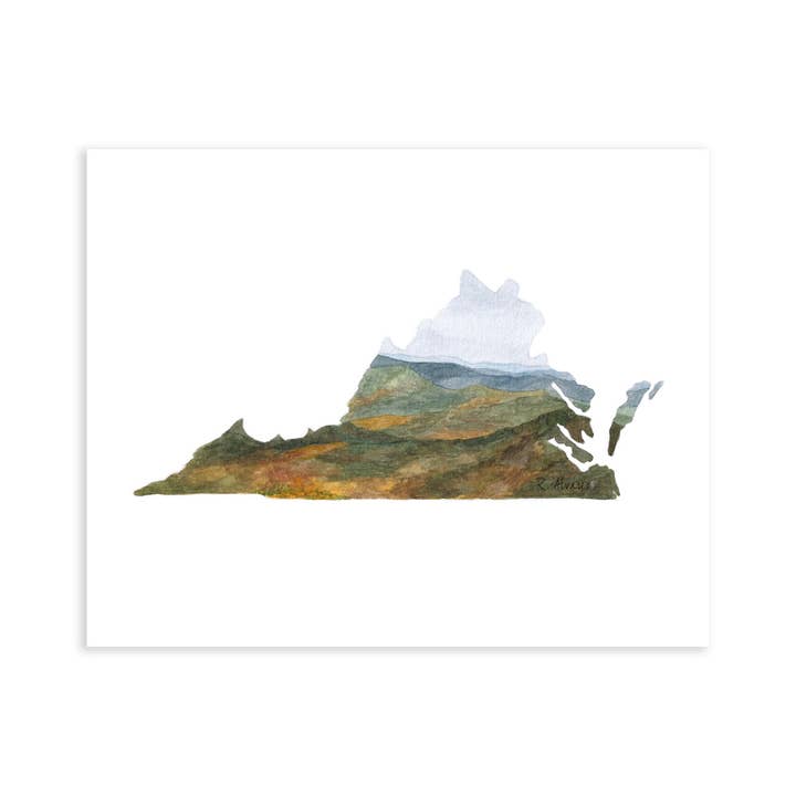 Roanoke Virginia State Appalachian Trail Mountain Print for wholesale by Rachel Alvarez Art