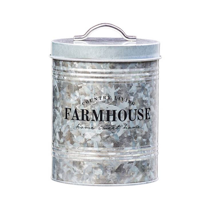 76 oz Farmhouse Galvanized Metal Canister for wholesale by Amici Home
