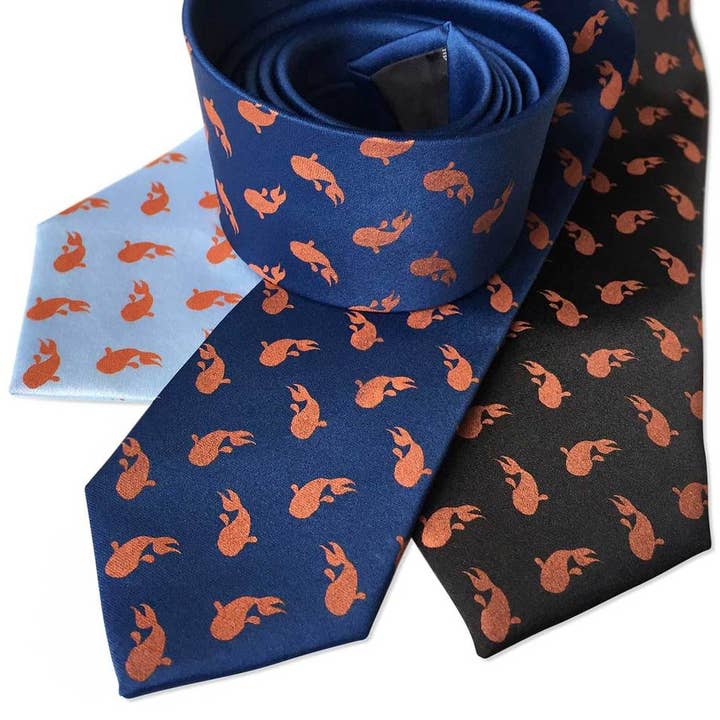 Koi Print Necktie, Tiny Koi Goldfish Print Tie for wholesale by Cyberoptix Tie Lab