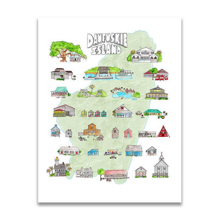 8,5" x 11" Daufuskie SC-tryck för wholesale av Jodi Lynn's Emporium of Doodles