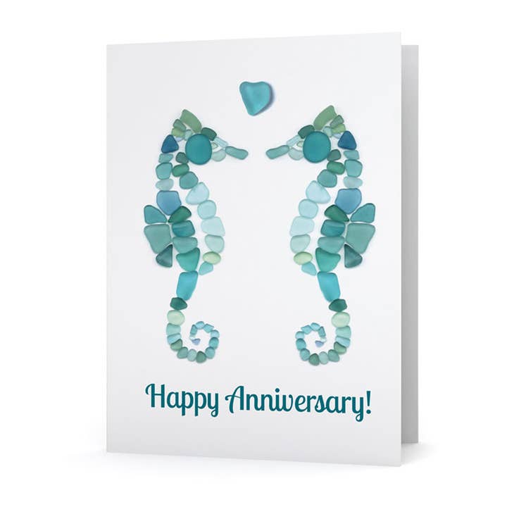 Seeglas-Seepferdchen Happy Annivers für den Großhandel von Beachcombing / Etched by the Sea