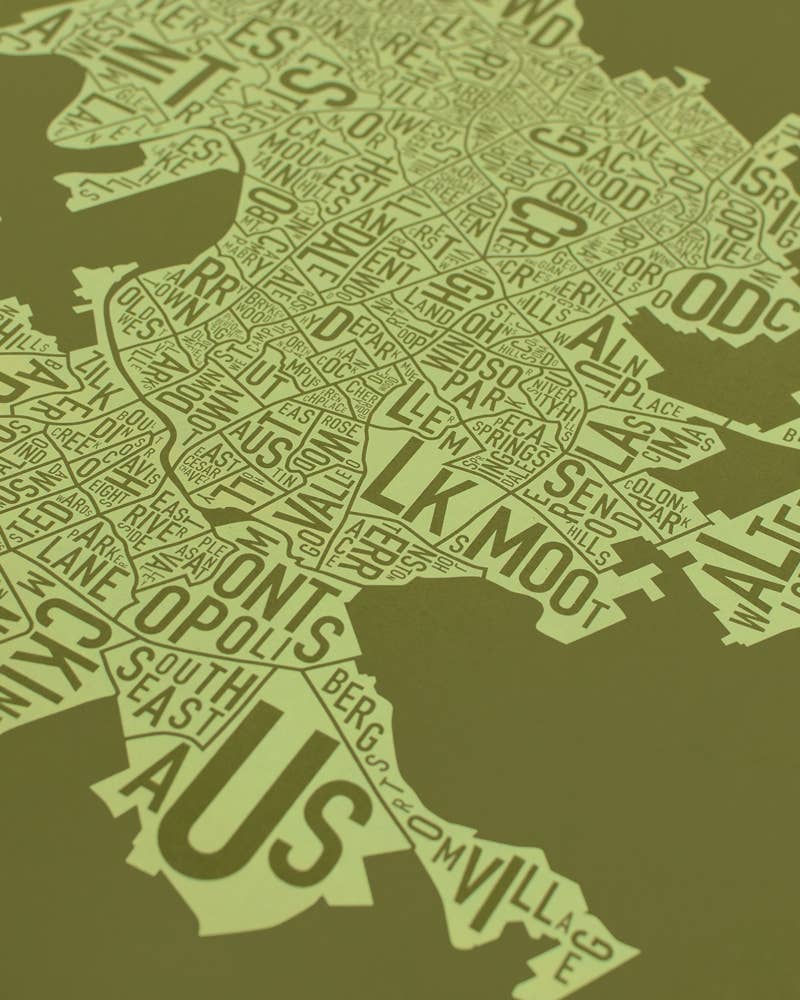 Ork Posters - Wholesale Poster - 18" x 24" Austin Neighborhood Map  Screen Print5