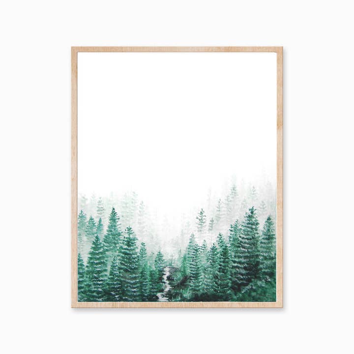 Misty Forest Art Print 8X10 for wholesale by Katelyn Morse Art