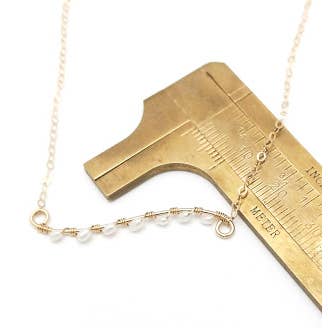 Soasa Designs - Wholesale Beaded/Pearl Necklace - Gold Fill & Freshwater Pearl Scroll Necklace #GFNScrollFWPW