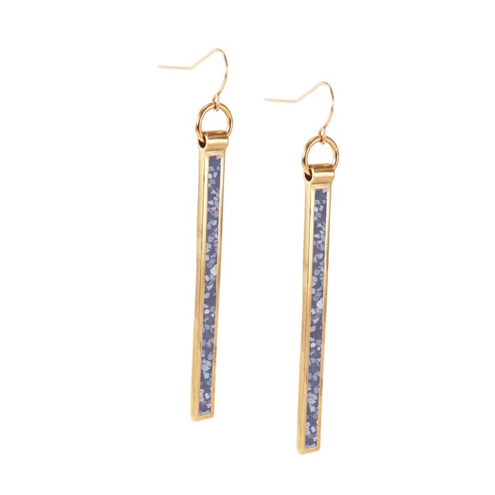 Denim Crushed Shell Stick Earrings for wholesale by Marionwild Jewelry