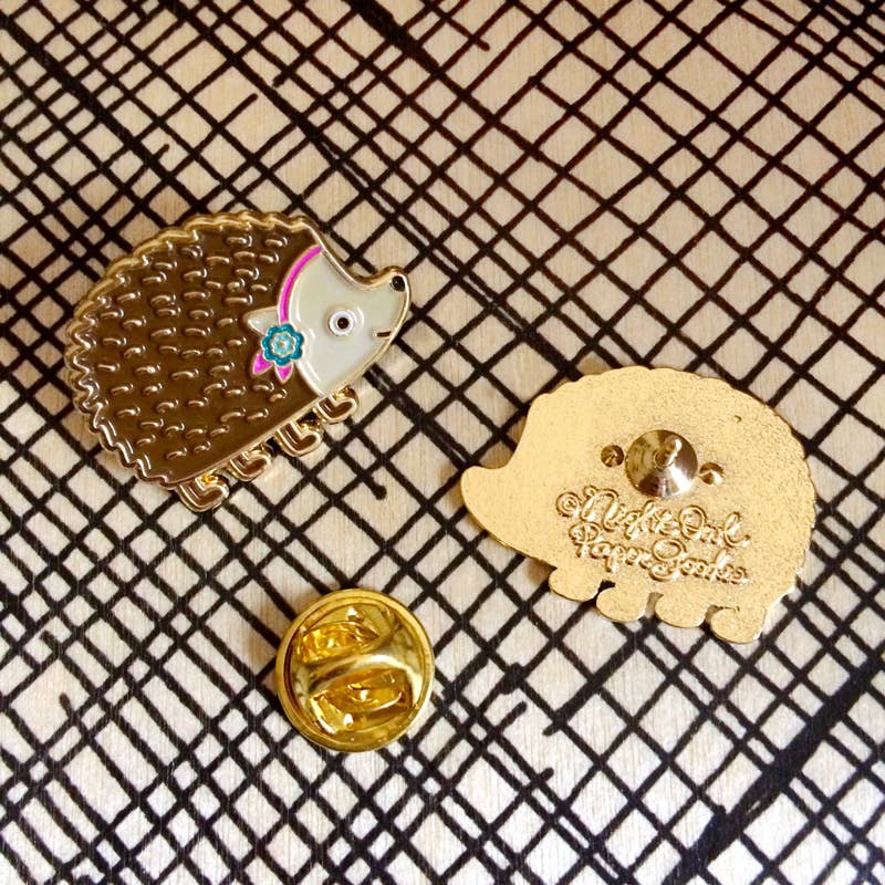 Night Owl Paper Goods - Wholesale Lapel Pin/Button - Hedgehog Enamel Pin2