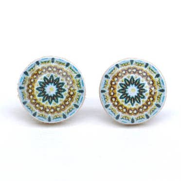Geometric Mandala Studs for wholesale by Starlight Woods