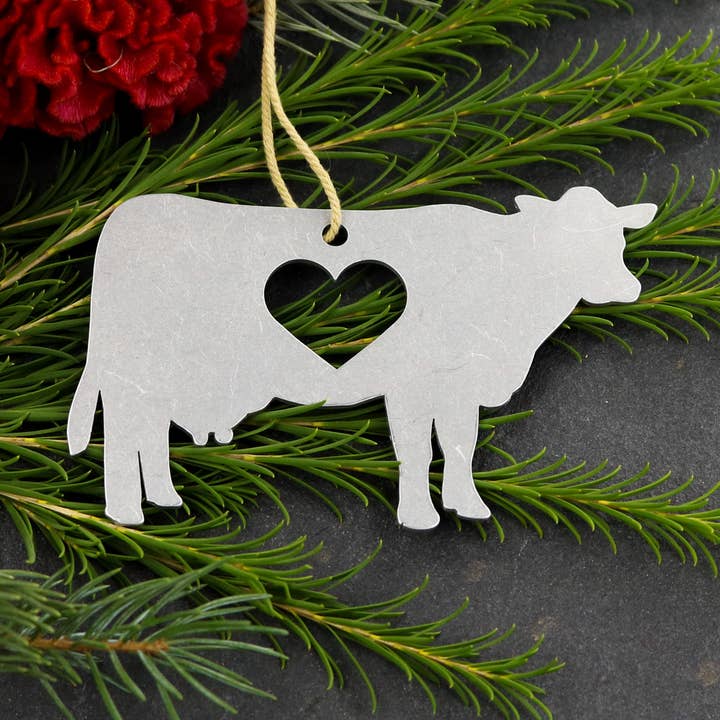 Cow Farm Weihnachtsverzierung aus Metall für den Großhandel von Iron Maid Art