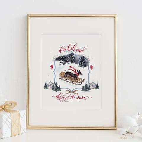 Dachshund Through the Snow Art Print for wholesale by Cami Monet