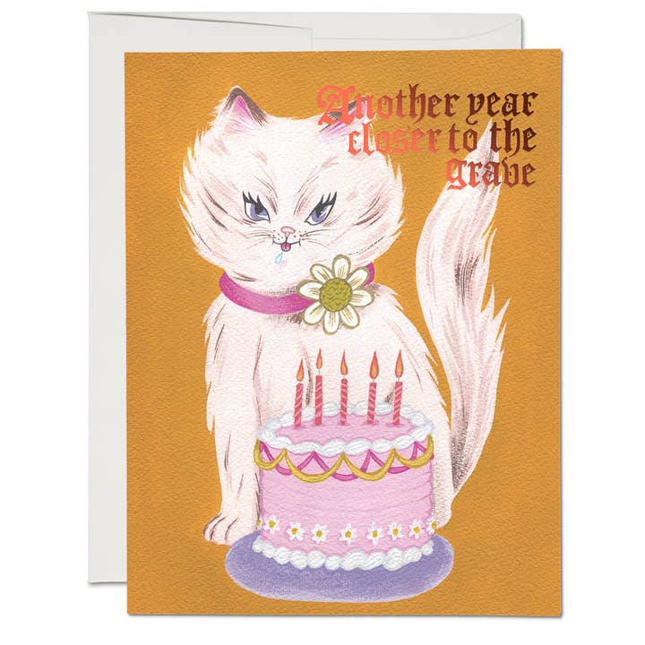 Red Cap Cards - Wholesale Birthday Card - Kitty and Cake birthday greeting card