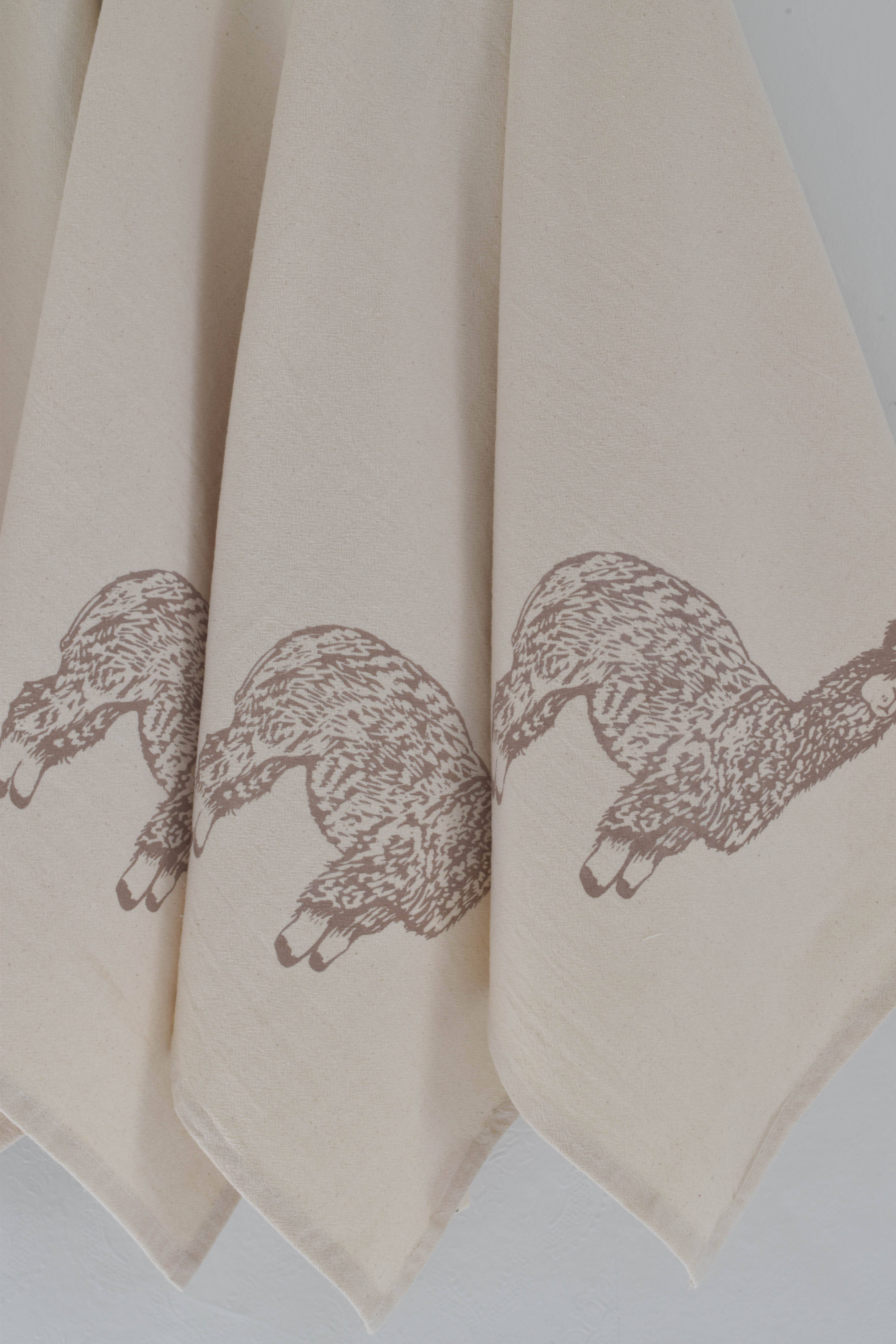Hearth and Harrow - Wholesale Dinner & Cloth Napkin - Set of 4 Organic Cotton Llama Napkins - Mocha Brown - Animal2