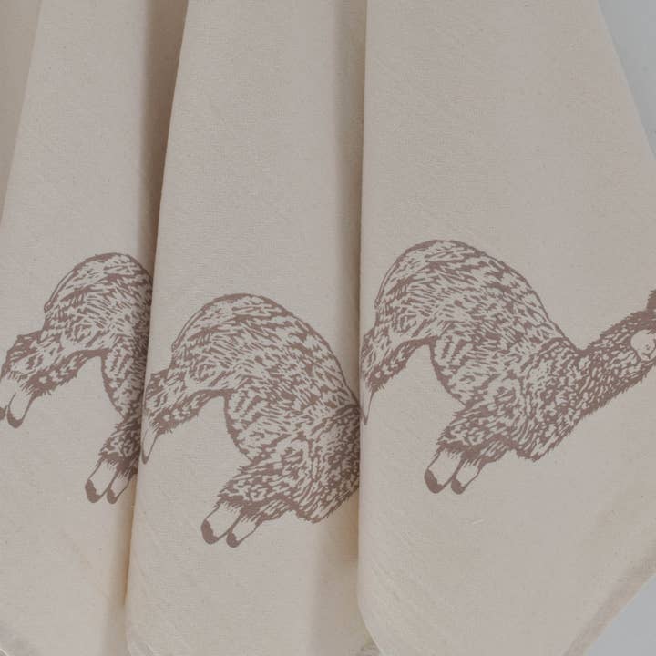 Hearth and Harrow - Wholesale Dinner & Cloth Napkin - Set of 4 Organic Cotton Llama Napkins - Mocha Brown - Animal2