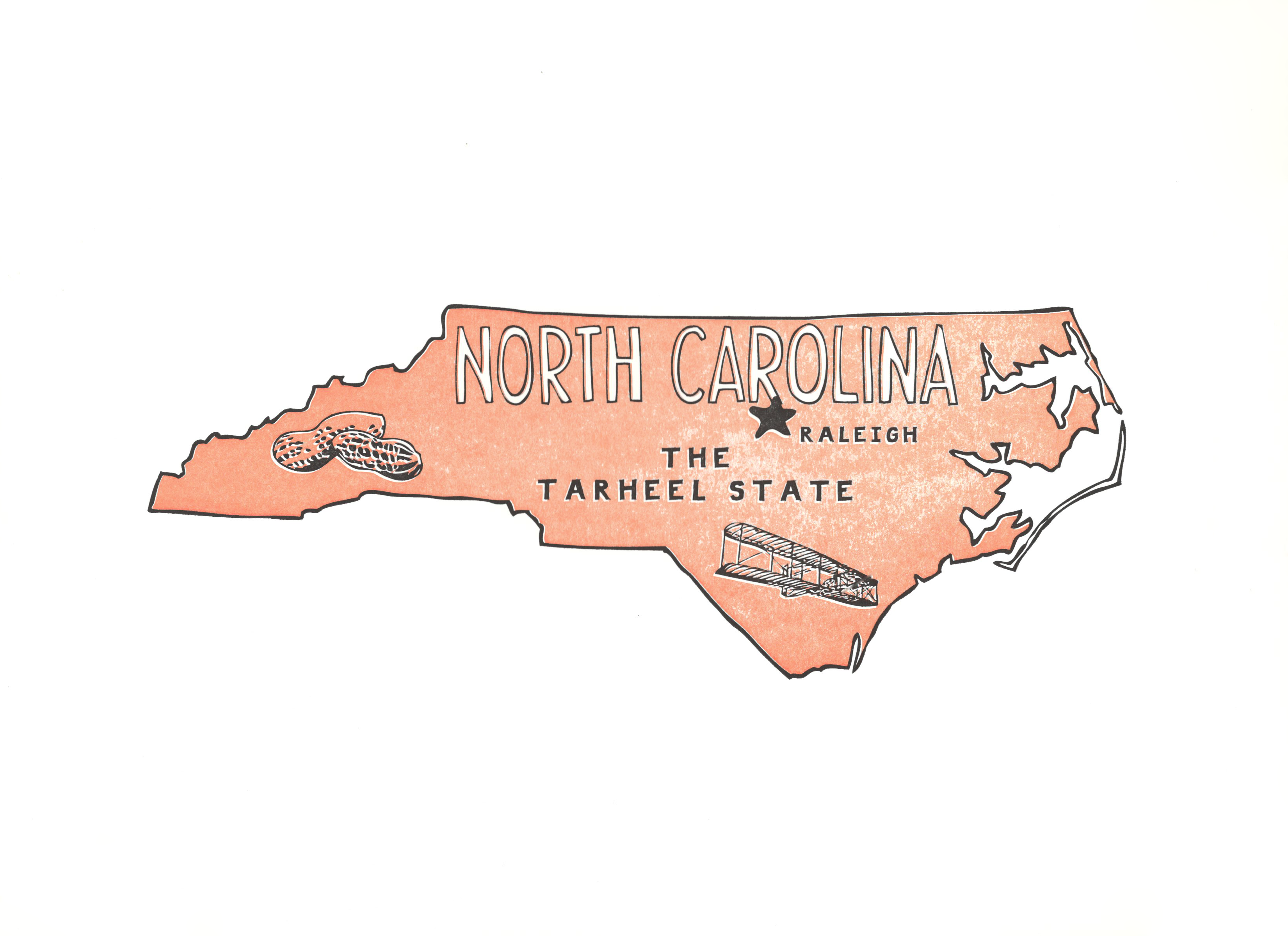 Power and Light Press - Wholesale Art Print - North Carolina State Print: The Tar Heel State0