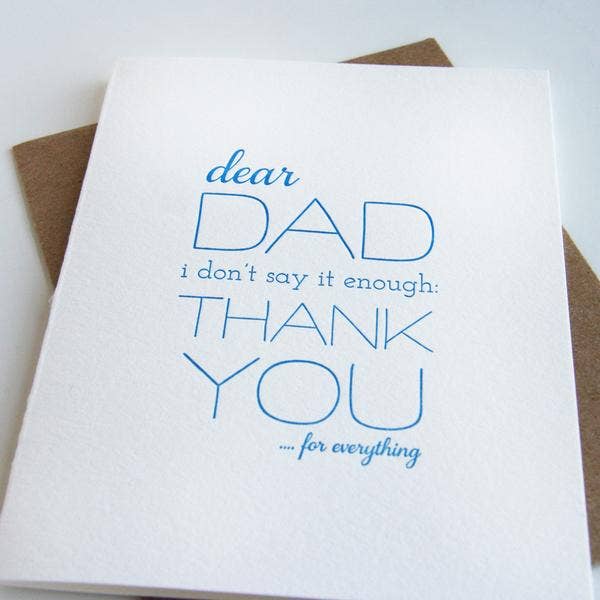 Dad Thanks - Letterpress Father's Day Greeting Card for wholesale by Steel Petal Press