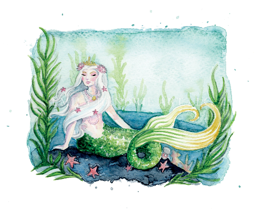 Meadowbrook Lane - Wholesale Birthday Card - Watercolor Happy Birthday Mermaid 5x7 blank card2