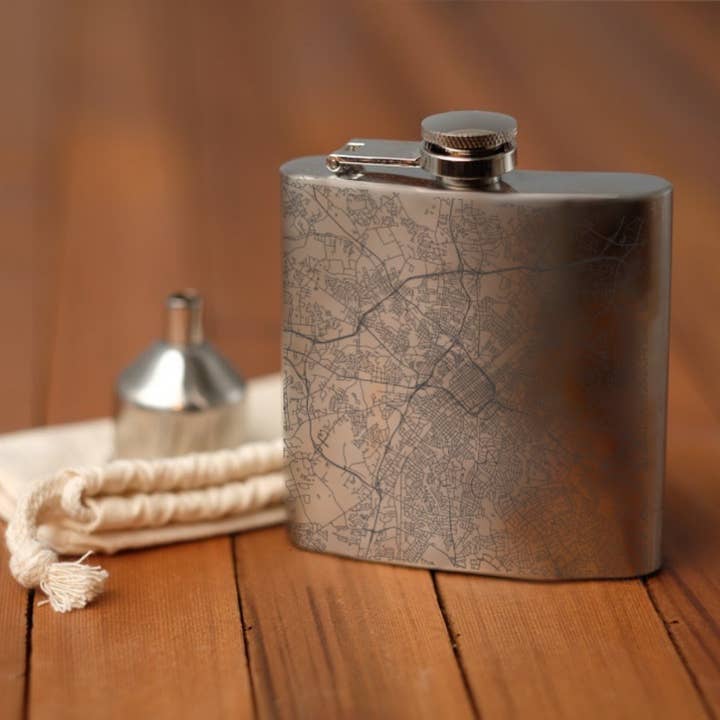 Charlotte NC Map Hip Flask for wholesale by JACE.design