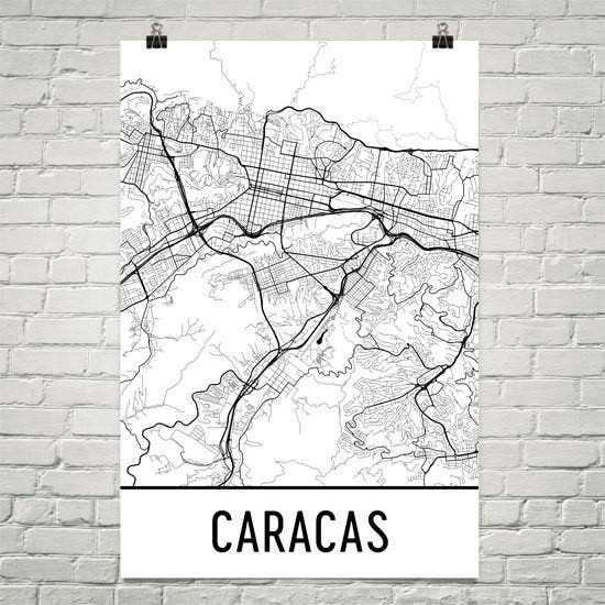 Modern Map Art - Wholesale Poster - Caracas Street Map Poster 12" x 18"0