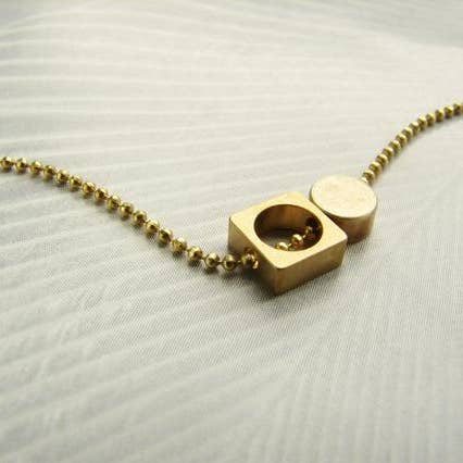 Circle and Square Necklace for wholesale by SORA DESIGNS