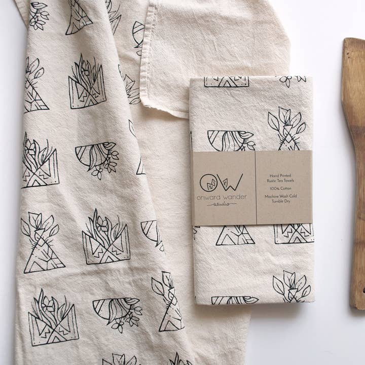 Potted Plants Tea Towel for wholesale by Onward Wander Studio