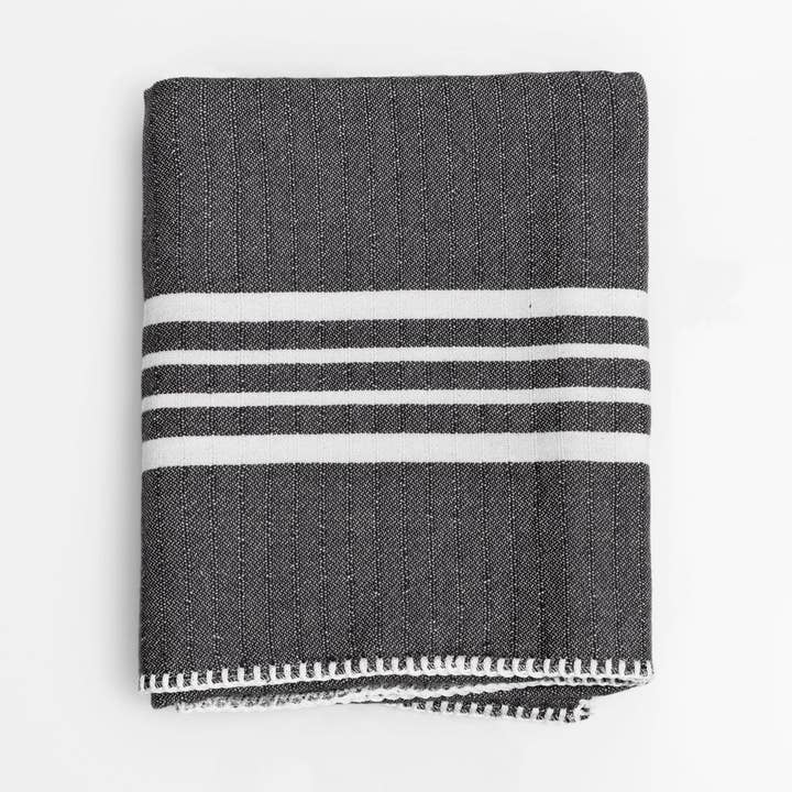 Telo turco Farmhouse in nero per spiaggia e bagno per la vendita all'ingrosso da parte di Buldano