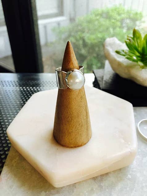 Perelle Mabe Pearl Sterling Silver Cuff Ring for wholesale by La Soucique Studio Metalsmithing