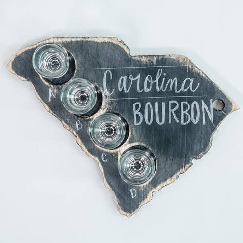 Grace Graffiti - Wholesale Drinking Glass/Cup - State Chalkboard Wooden Flight with Set of 4 Glasses2