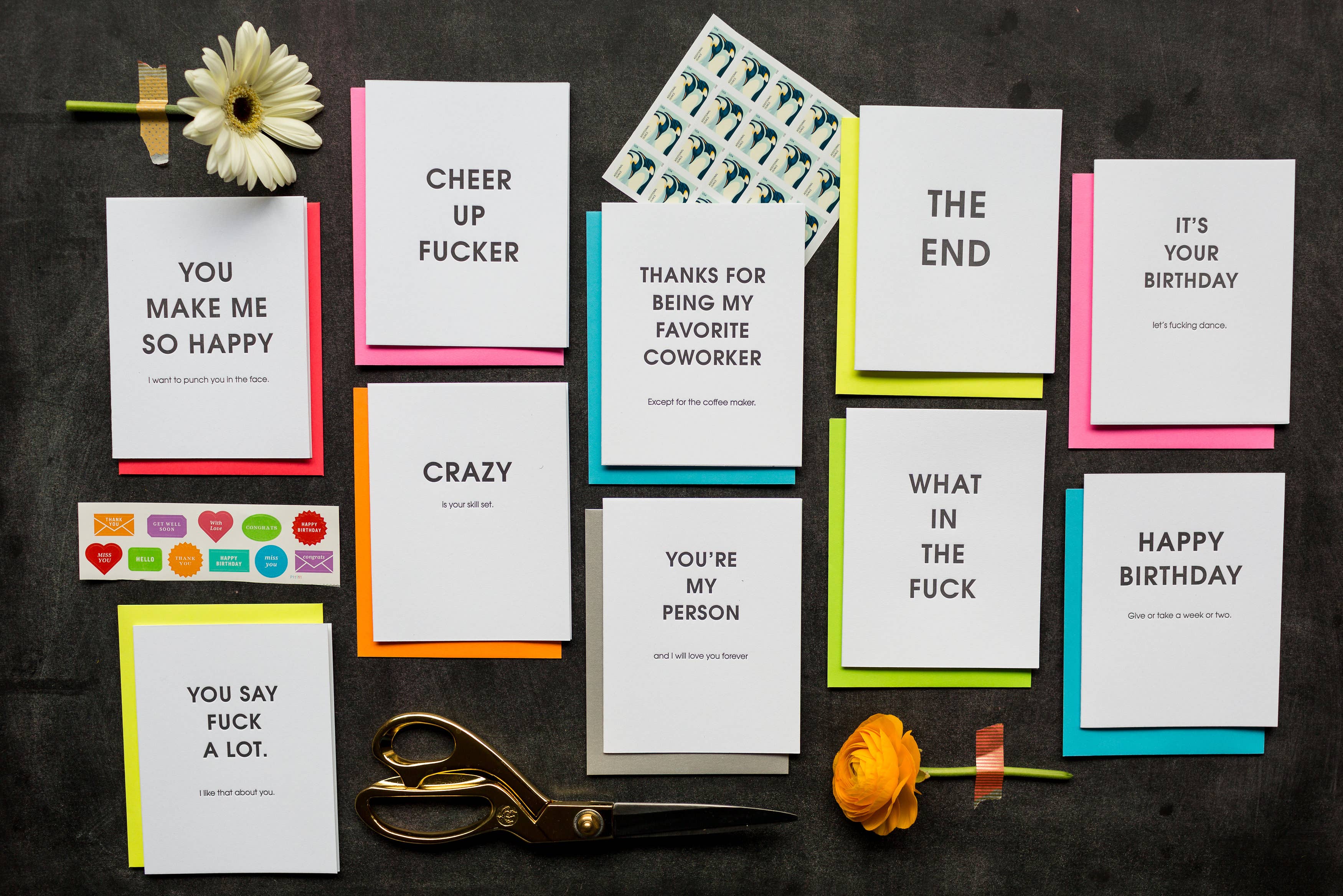 Chez Gagné - Vente Carte de vœux classique - Remonte-toi le moral connard - Drôle au quotidien - Carte de vœux en letterpress2