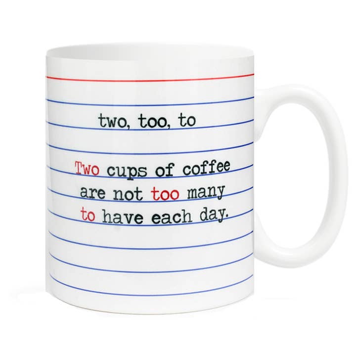 Fly Paper Products - Wholesale Coffee mug - Two, Too, To Grammar Rules Coffee or Tea Ceramic Mug