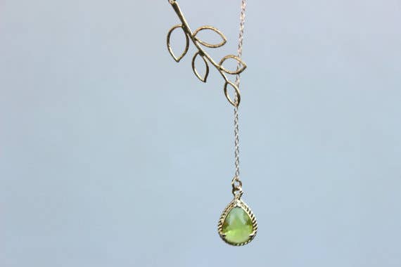 Laalee Jewelry – Engroshandel Lariat/Y-hal halskæde – Peridot Apple Grøn Lariat Halskæde1
